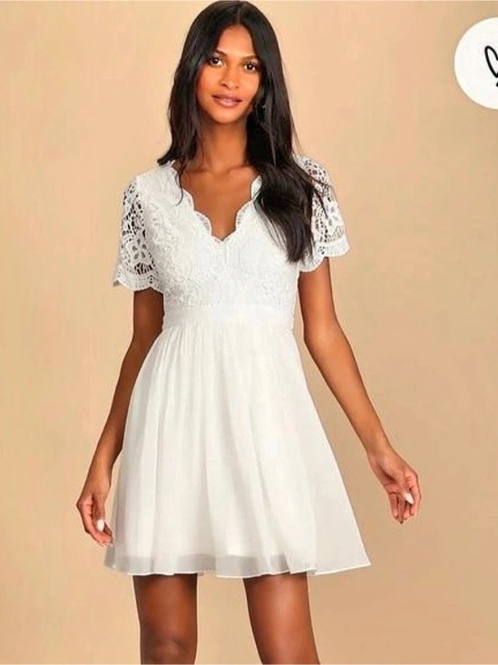 Lulus Angel in Disguise White Lace Skater Dress Small NWT